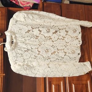 Puff Sleeve ivory lace top with camisole
